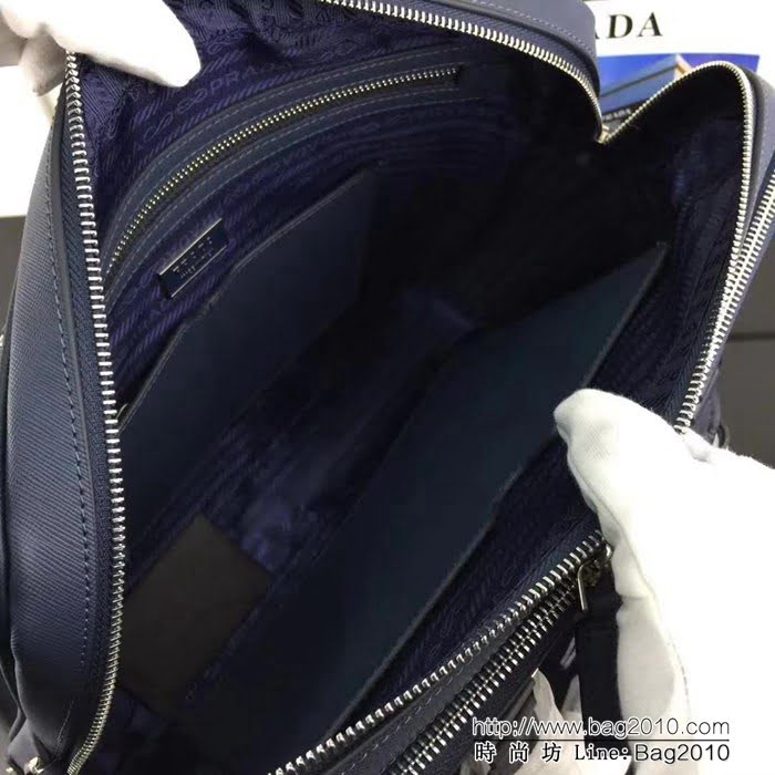 普拉達PRADA原單 全網最新款 P家爆款男士商務手提包2VE366藍色皮原廠五金 PHY1590